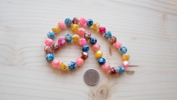 Șirag mărgele compozite multicolore cu inserții tip scoică 8 mm