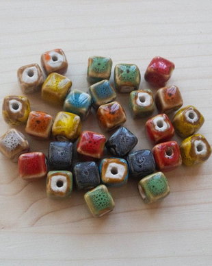 Lot mărgele ceramice glazurate multicolore