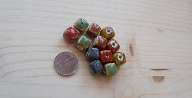 Lot mărgele ceramice glazurate multicolore