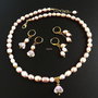 set perle naturale lila rose si flori de lotus