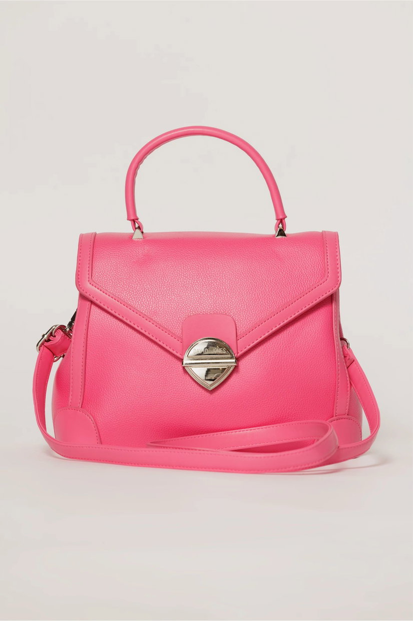 Geanta fucsia design structurat si inchidere metalica