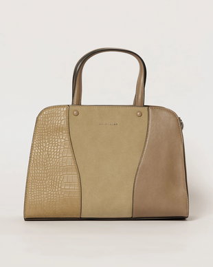 Geanta taupe office cu maner dublu si design snake
