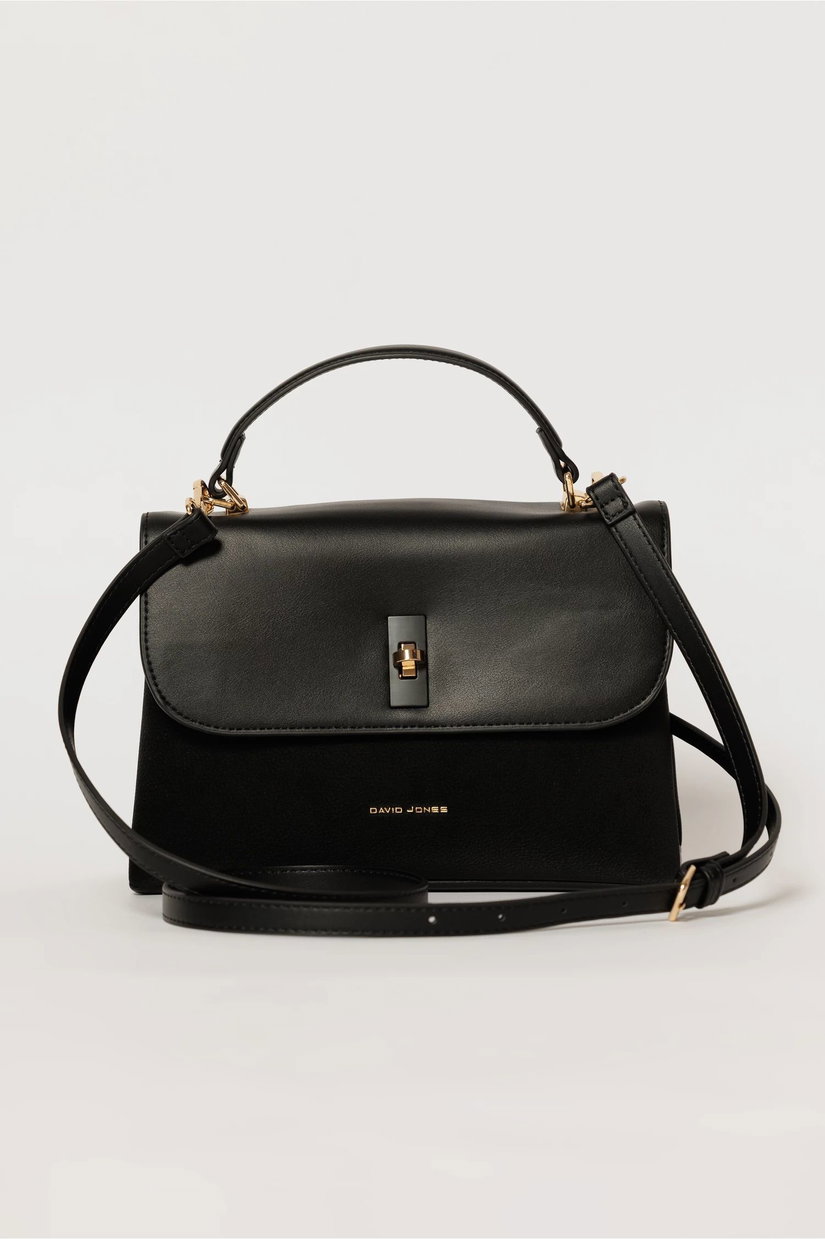 Geanta neagra cu design modern in doua nuante