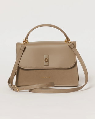 Geanta taupe cu design modern in doua nuante