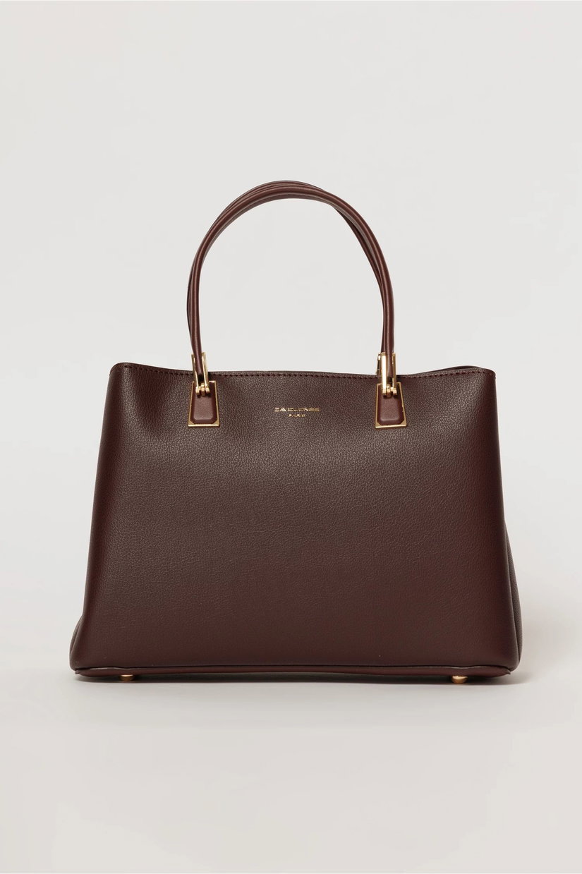 Geanta burgundy office patrata din piele ecologica cu maner dublu