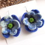 Cercei Maci Albaștri Împâsliți  Bijuterie Handmade din Lână Naturală