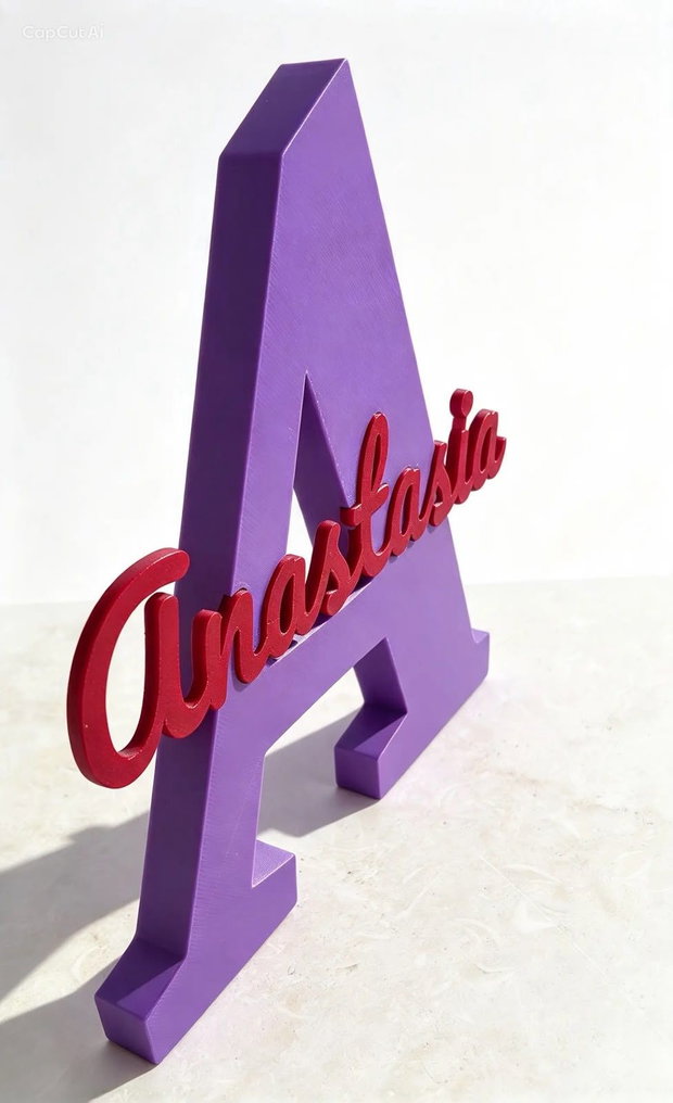 Literă 3D decorativă personalizată cu nume (15x12 cm)  Decorațiune cameră copii, cadou original