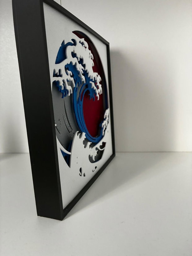 Tablou 3D decorativ Marele Val Artă inspirată japoneză, decorațiune perete, cadou original