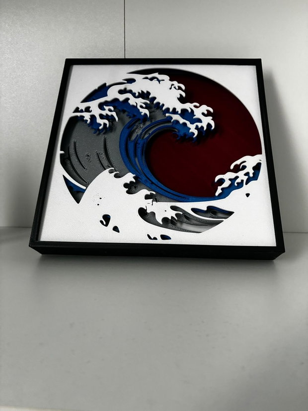 Tablou 3D decorativ Marele Val Artă inspirată japoneză, decorațiune perete, cadou original