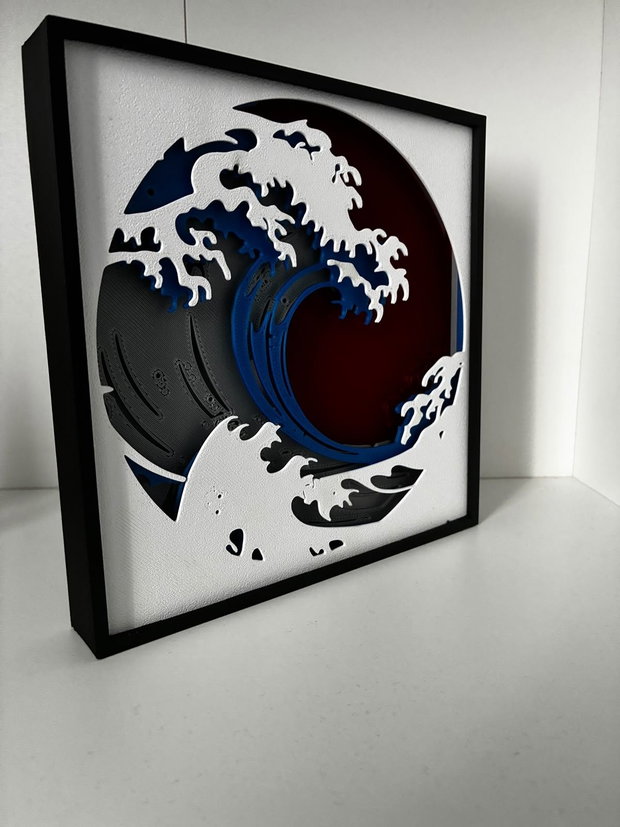 Tablou 3D decorativ Marele Val Artă inspirată japoneză, decorațiune perete, cadou original