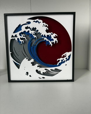 Tablou 3D decorativ Marele Val  Artă inspirată japoneză, decorațiune perete, cadou original