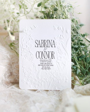 Invitatie nunta cu embosare florala - Narcise, ghiocei si lacrimioare