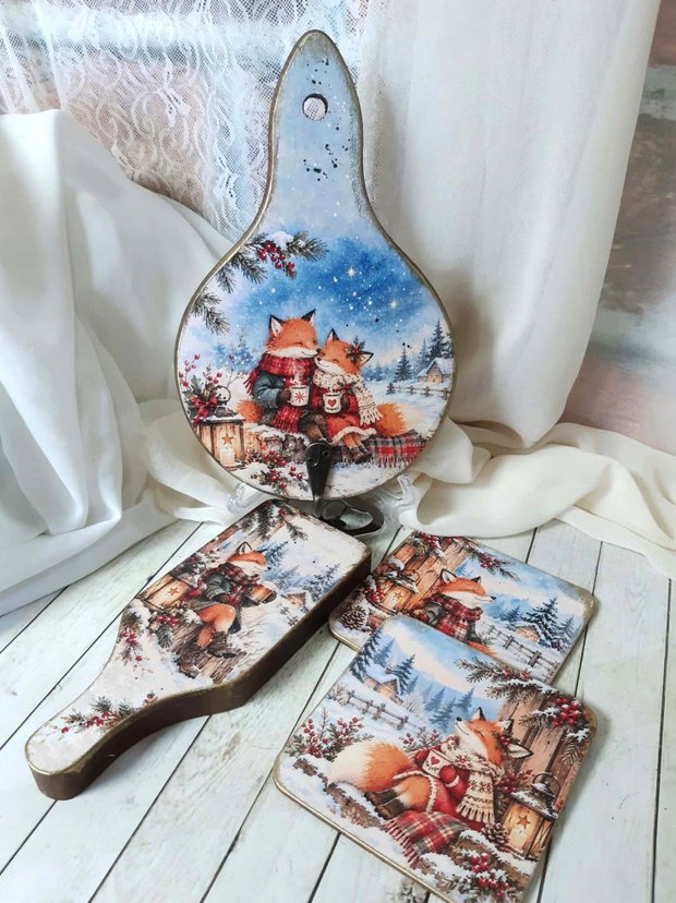 Set cadou de Crăciun  - Poveste de iarnă cu vulpi