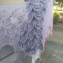 Sal triunghiular roz, tricotat manual din mohair cu matase