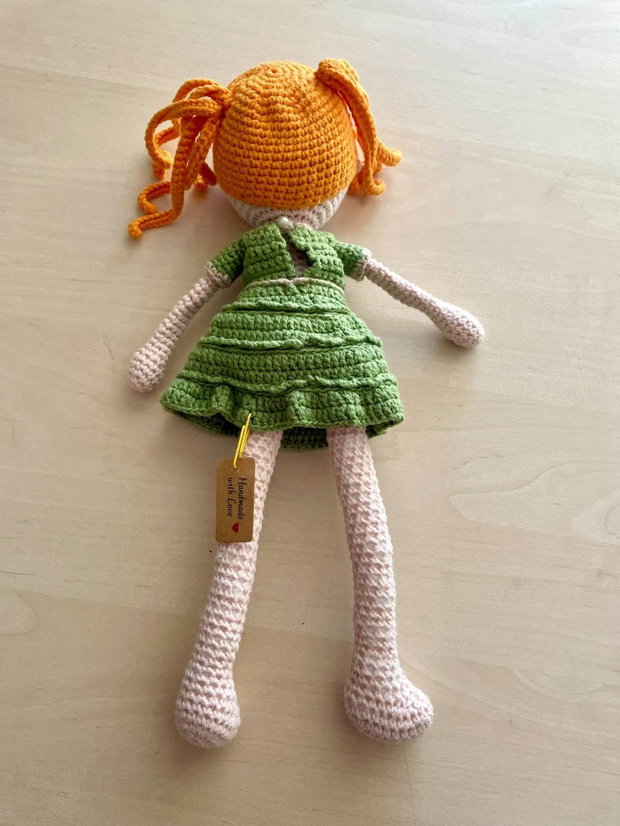 Amigurumi, fata cu par portocaliu, jucarie crosetata