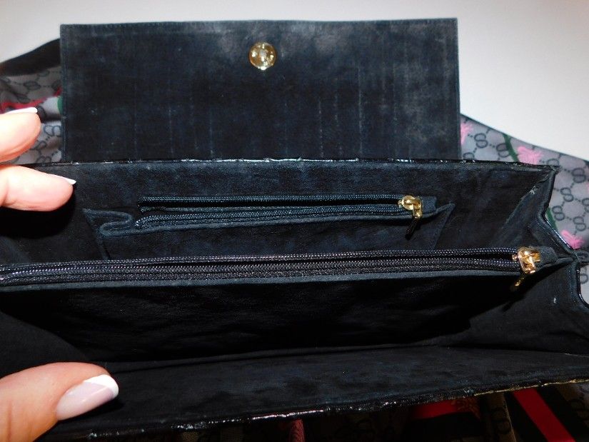 Poseta vintage piele sarpe lacuita, cadou esarfa mare noua,