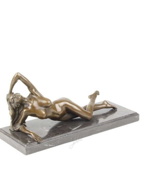 Nud intins-statueta din bronz cu un soclu din marmura
