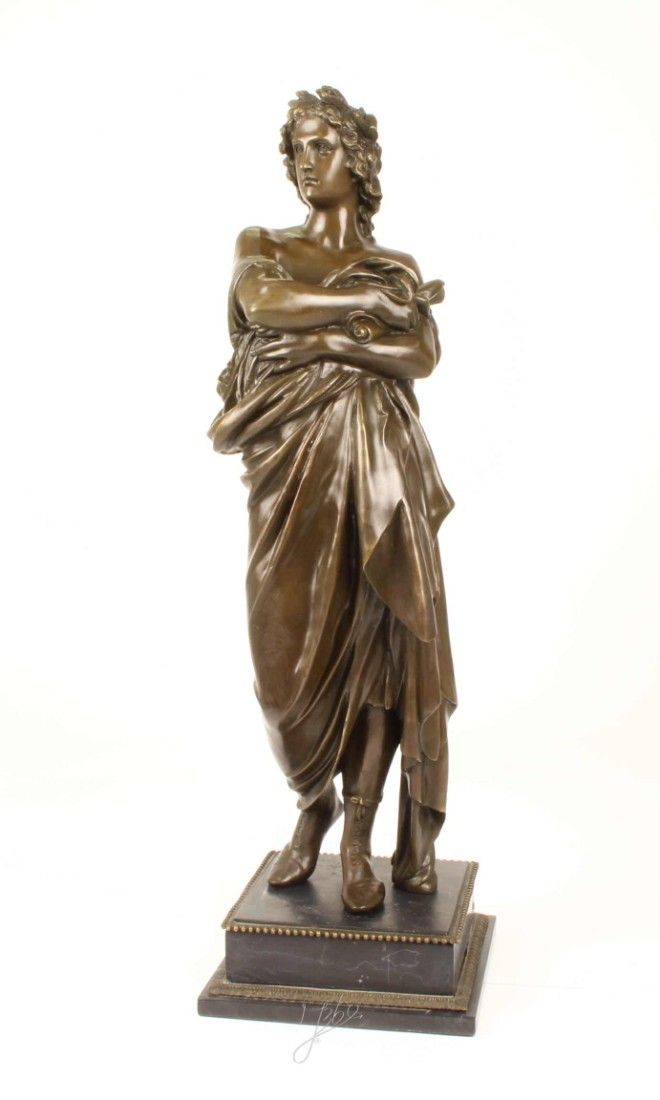 Augustus-statueta din bronz cu un soclu din marmura