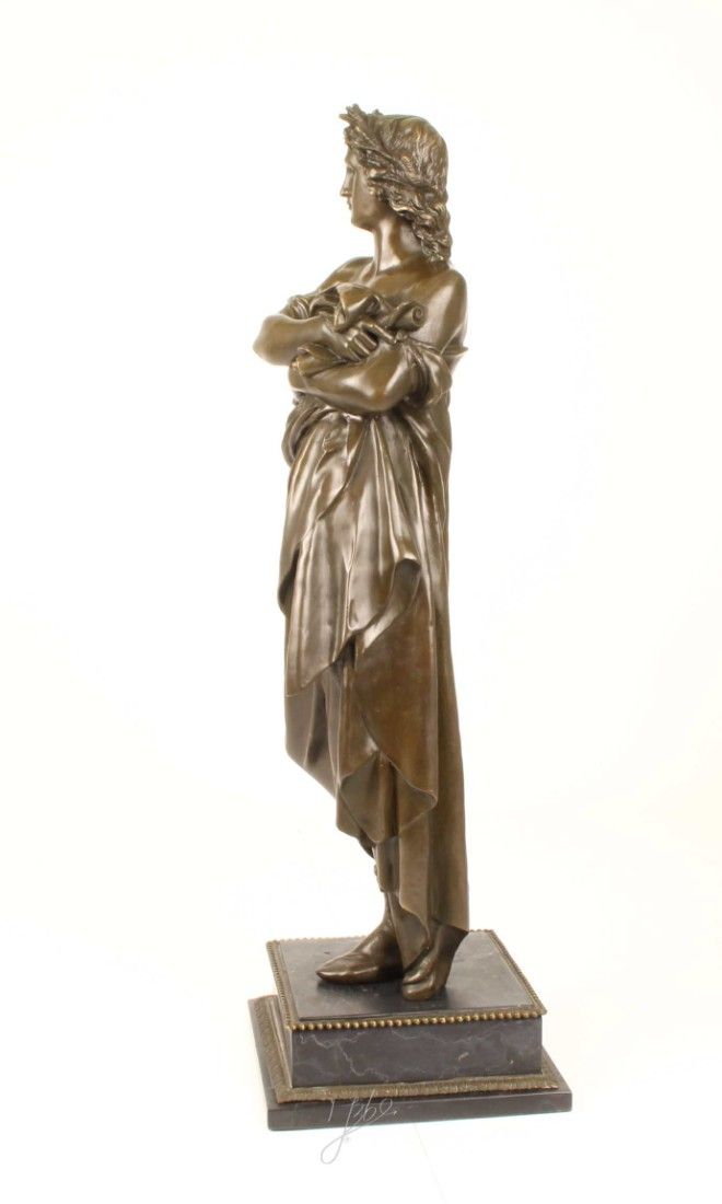 Augustus-statueta din bronz cu un soclu din marmura