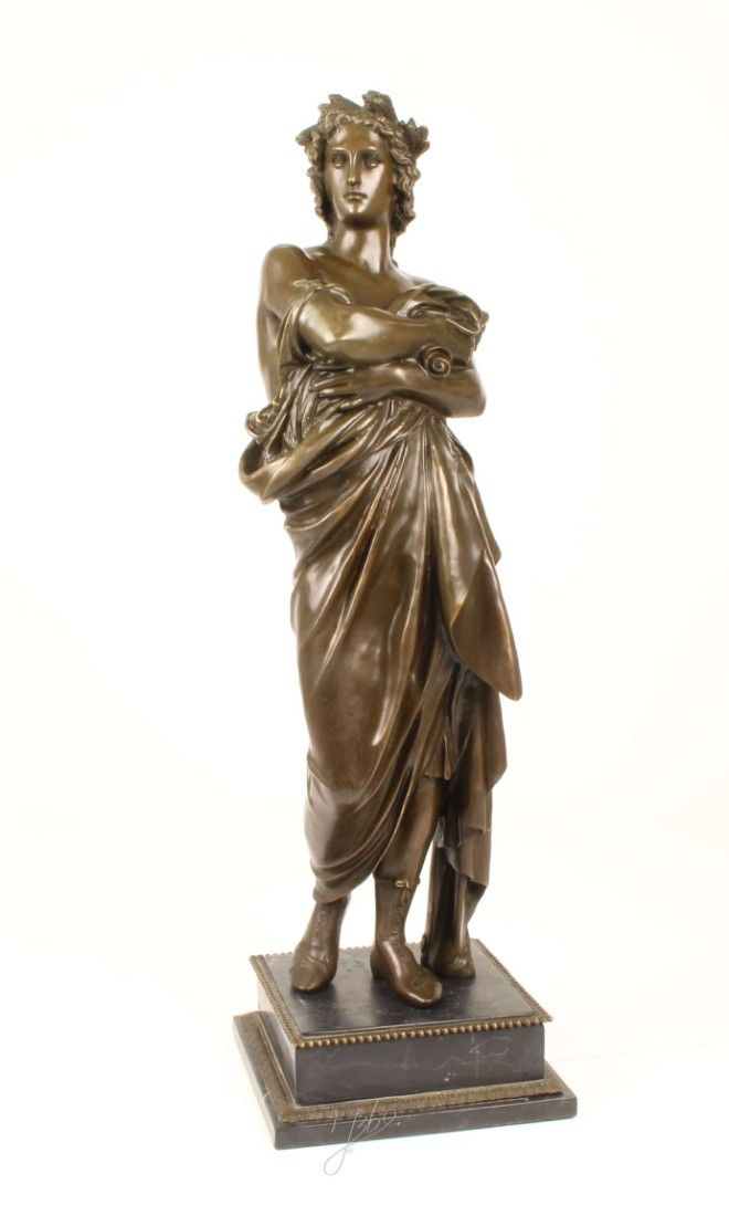 Augustus-statueta din bronz cu un soclu din marmura