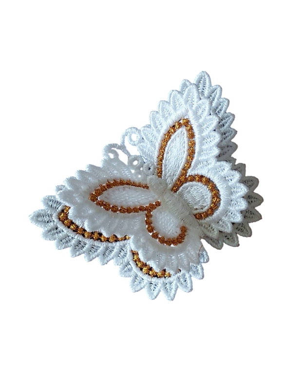 Broșă Fluture Alb Delicat Broșă Brodată