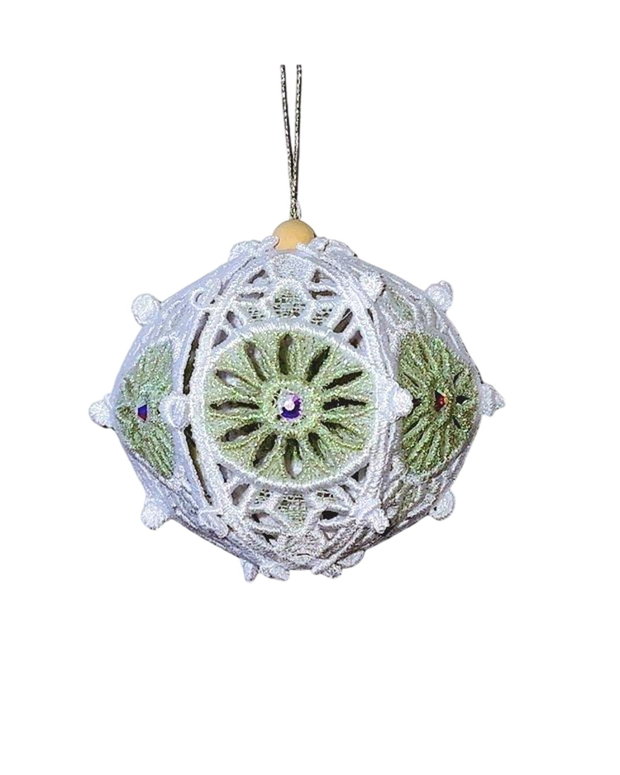 Globulet 3D Alb si  Vernil Glitter cu Cristale