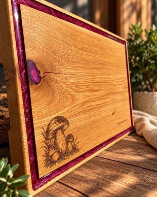 Tocător din lemn masiv de stejar  cu rășină epoxidică  handmade