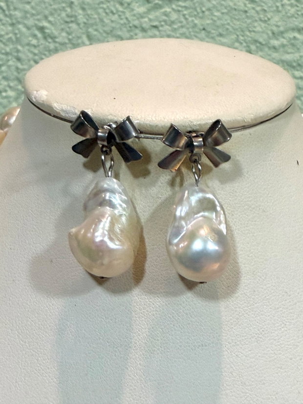 REZERVAT!!!-Set colier și cercei perle baroc,agate și hematit~LADY PEARL~