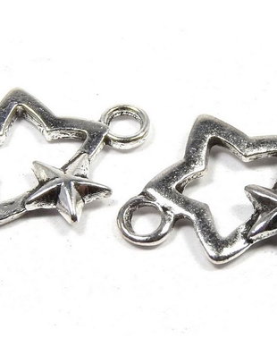 Link din aliaj metalic, argintiu antichizat,18.5×12.5 mm