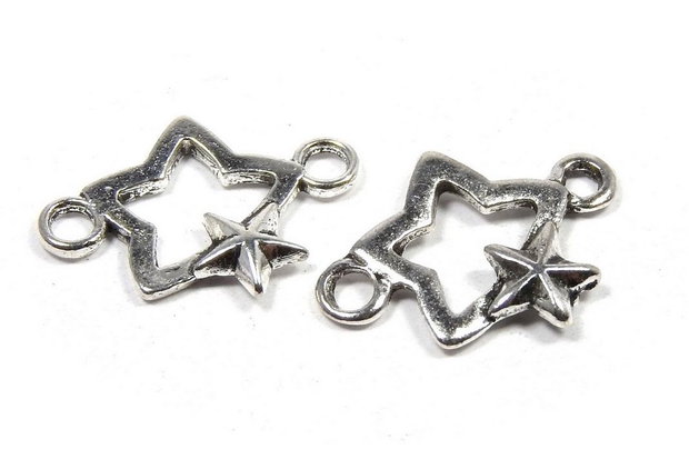 Link din aliaj metalic, argintiu antichizat,18.5×12.5 mm
