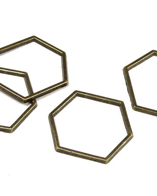 Link din alama, hexagon, bronz, 20x18 mm