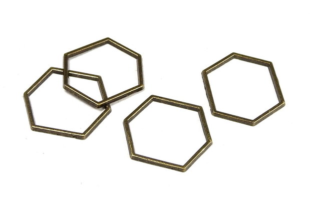 Link din alama, hexagon, bronz, 20x18 mm