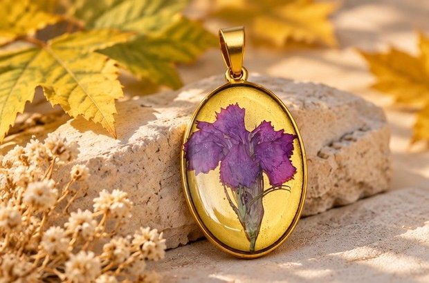 Pandantiv de toamnă cu floare violet