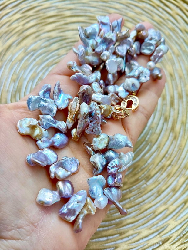 Colier perle baroc Biwa lila rose prafuit