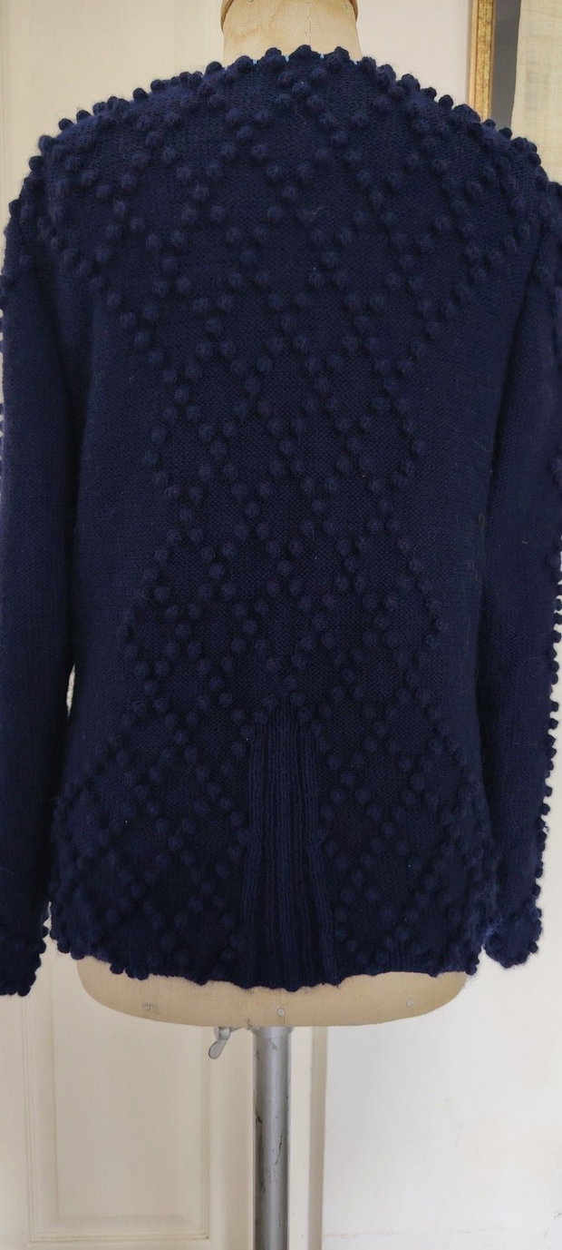 Cardigan bleumarin cu broderie manuala