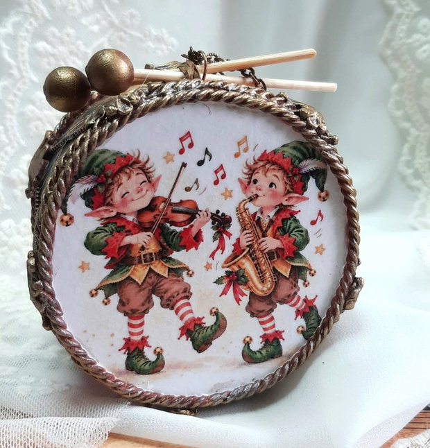 Decoratiune toba pentru bradul de Craciun - Concert de spiridusi