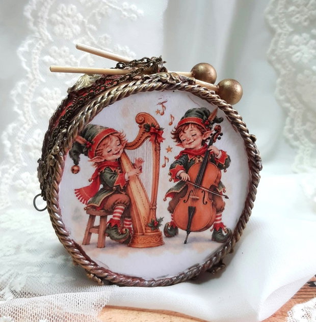 Decoratiune toba pentru bradul de Craciun - Concert de spiridusi