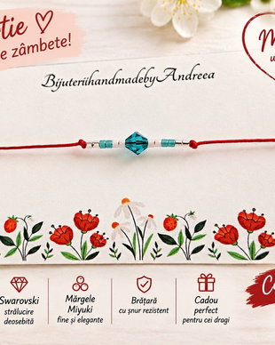 Bratara Martisor cu Swarovski si margele Miyuki