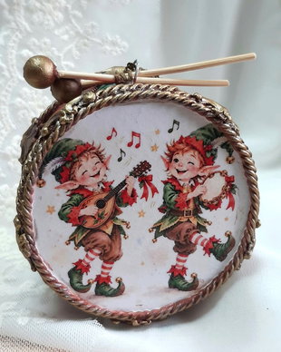 Decoratiune toba pentru bradul de Craciun - Concert de spiridusi