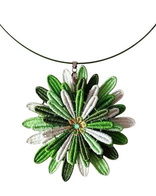 Colier cu Floare Verde Degrade 3D