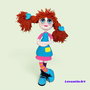 Păpușă Pippi Șosețica croșetată manual 45 cm, păpușă handmade, personaj decorativ, cadou original. LA COMANDA