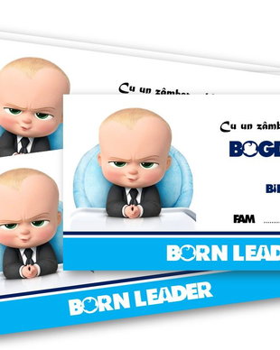 Plic bani botez băiețel Baby Boss Born Leader  personalizat