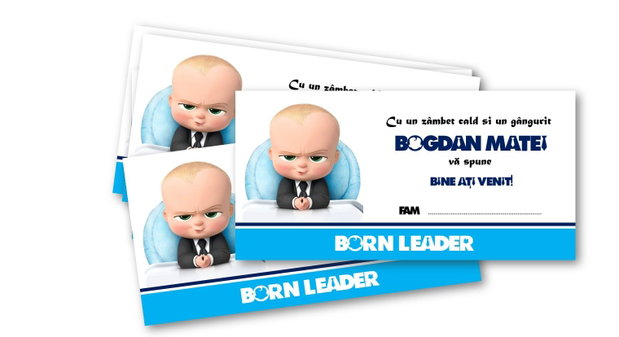 Plic bani botez băiețel Baby Boss Born Leader  personalizat