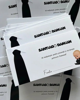 Plic bani botez băiețel Baby Boss cu cravată neagră  personalizat