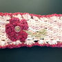 Banda / bandana / bentita de par crosetata bej rose  cu floare