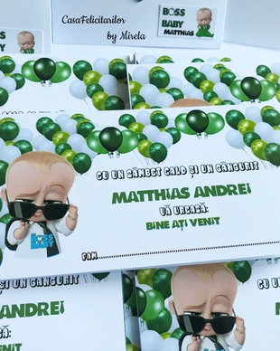 Plicuri bani botez Baby boss baloane verzi