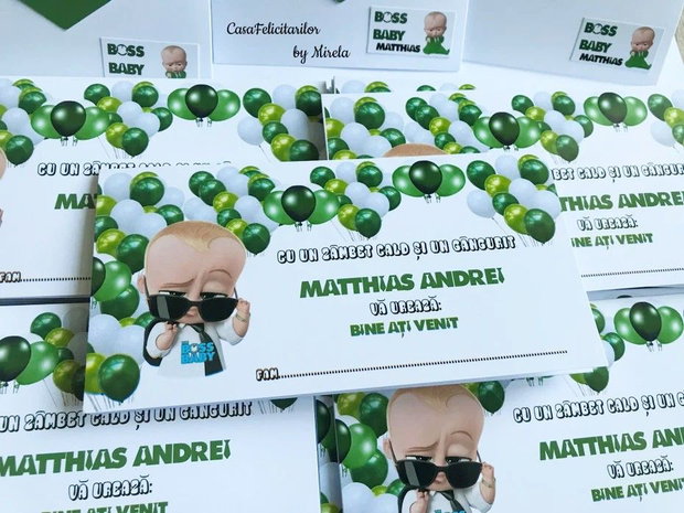 Plicuri bani botez Baby boss baloane verzi