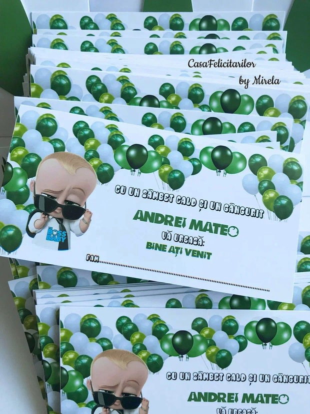 Plicuri bani botez Baby boss baloane verzi