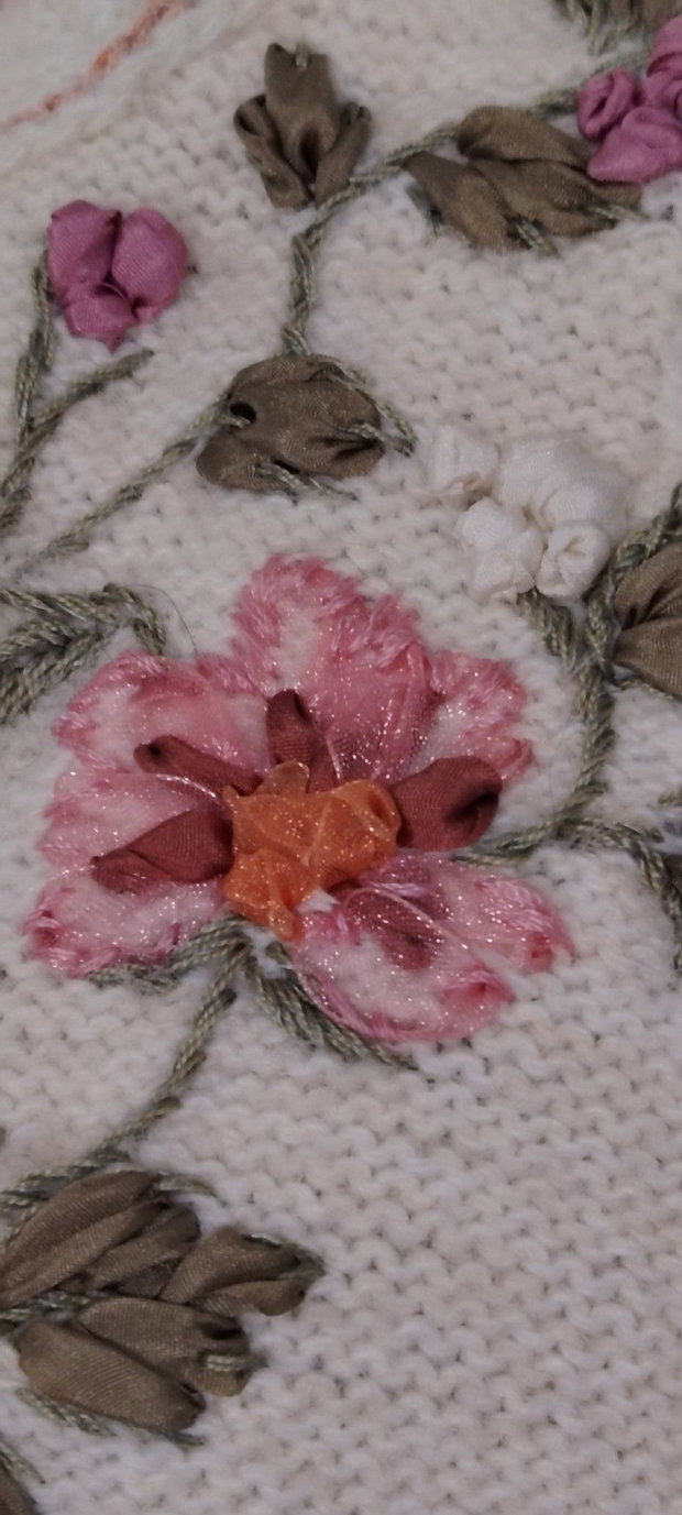 Jacheta,cardigan cu broderie organza
