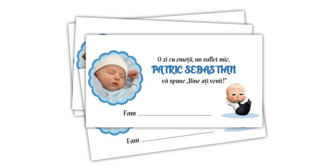 Plic bani botez Baby boss și fotografie